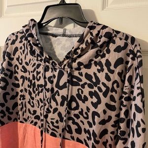 Boutique pink leopard block hoodie